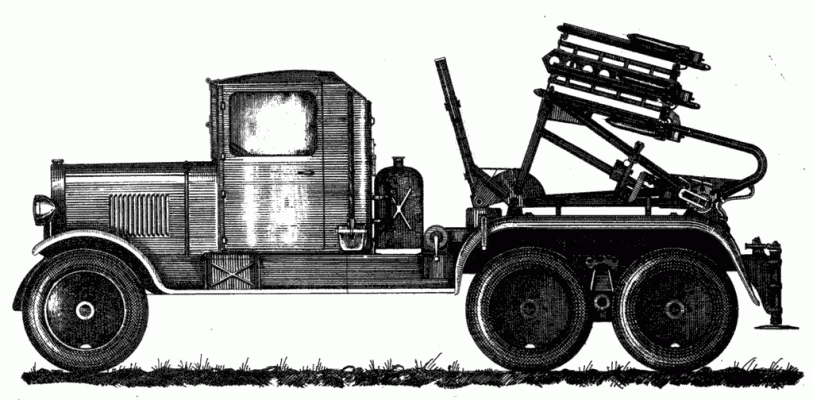 Рисунок установки М-8-36 на модифицированном шасси грузового автомобиля ЗИС-6