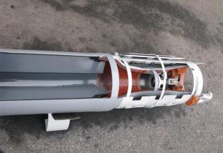Частичный вид ракетной части макета корректируемого реактивного снаряда РСЗО 