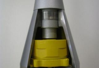 Внутренняя компоновка макета головной части неуправляемого реактивного снаряда 9М218 для РСЗО 